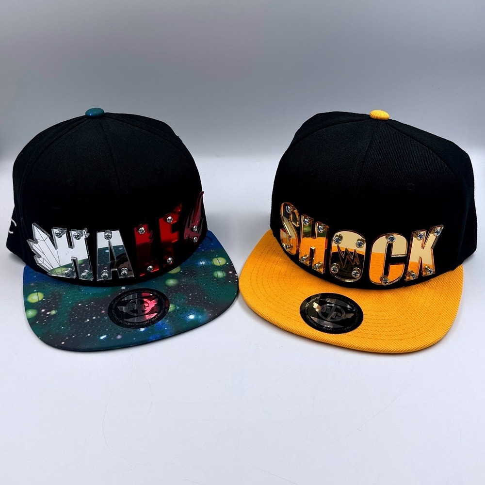 Arsenic Cyanide Swag Shop Shock & Half 3D Mirror Letter Snapback Hats Lot of 2